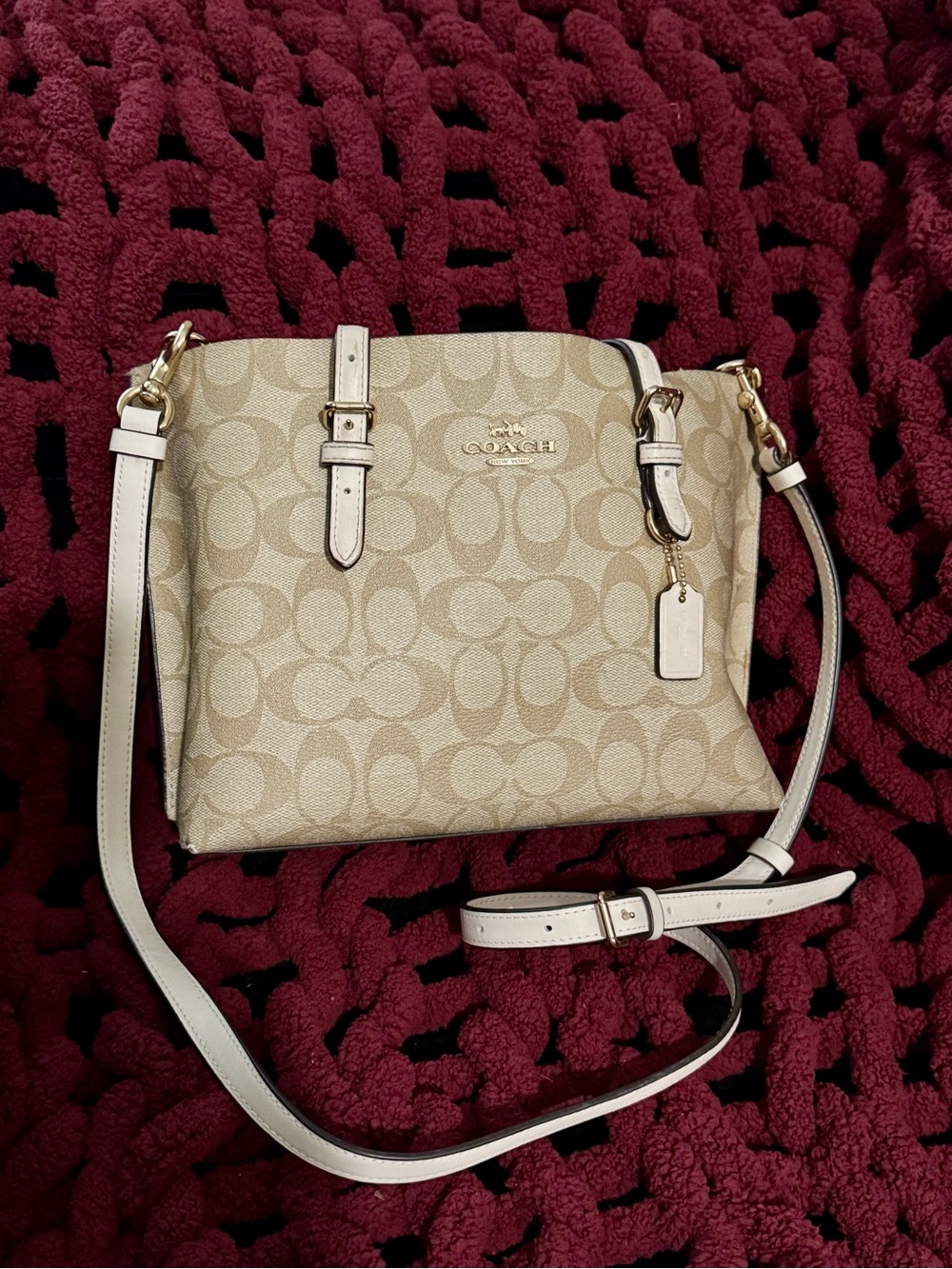 Coach Beige Signature leather Crossbody with Chalk Trim - Picture 1 of 4